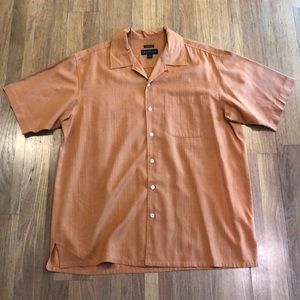💯 SILK CASUAL BUTTON DOWN ORANGE SZ LARGE